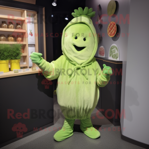 nan Celery mascot costume character dressed with a Hoodie and Mittens