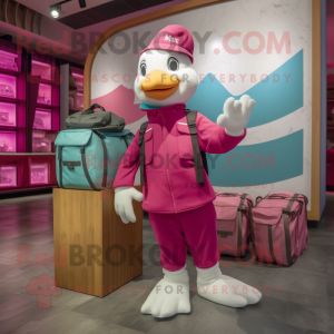 Magenta Dove maskot kostume...