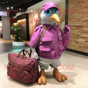 Magenta Dove maskot kostume...