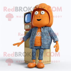 Orange TV maskot kostym...