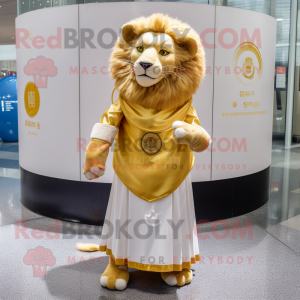 Gold Lion maskot kostume...