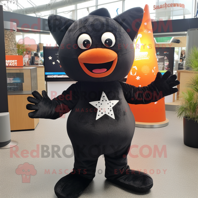 Black Starfish mascot costume character dressed with a Tank Top and Headbands