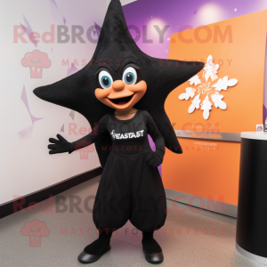 Black Starfish mascot costume character dressed with a Tank Top and Headbands