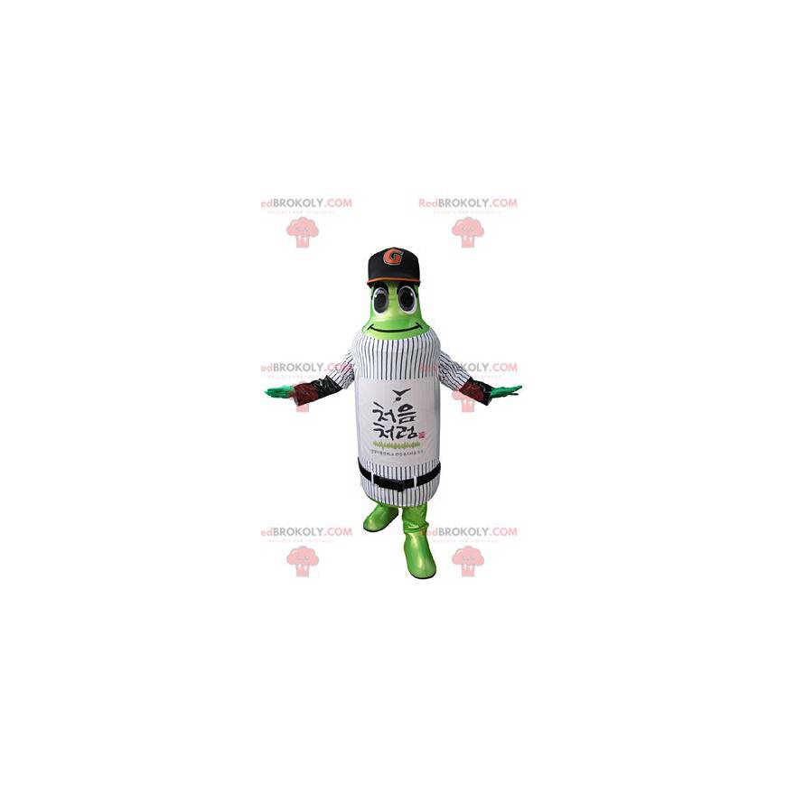 Groene flesmascotte in sportkleding - Redbrokoly.com