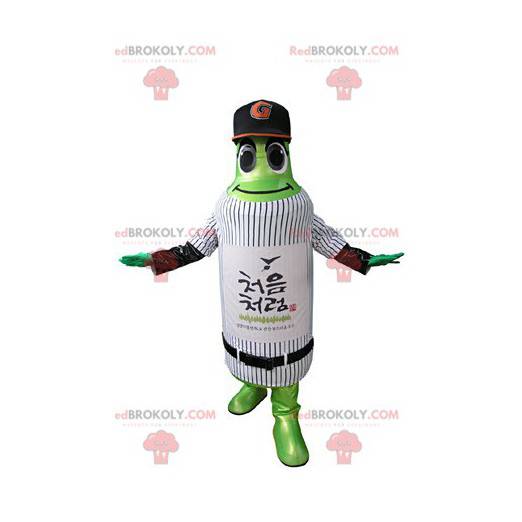 Groene flesmascotte in sportkleding - Redbrokoly.com