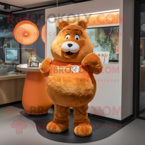 Orange Beaver maskot kostym...