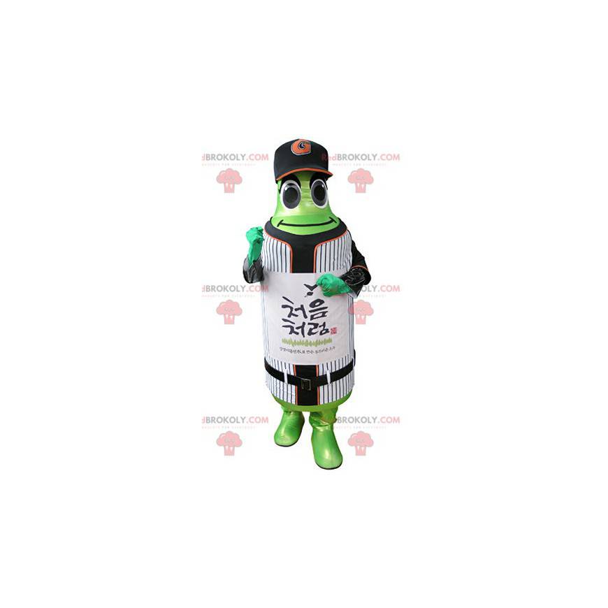 Mascotte bottiglia verde in abbigliamento sportivo -