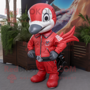 Red Dolphin maskot drakt...