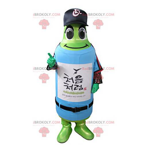 Mascotte de bouteille verte en tenue de sport - Redbrokoly.com