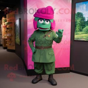 Magenta grøn baret maskot...