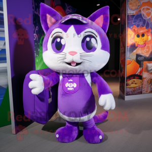 Purple Cat maskot kostume...