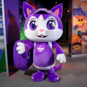 Purple Cat maskot kostym...