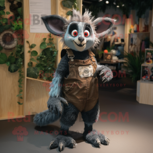 nan Aye-Aye mascot costume character dressed with a Dungarees and Smartwatches