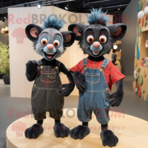 nan Aye-Aye mascot costume character dressed with a Dungarees and Smartwatches