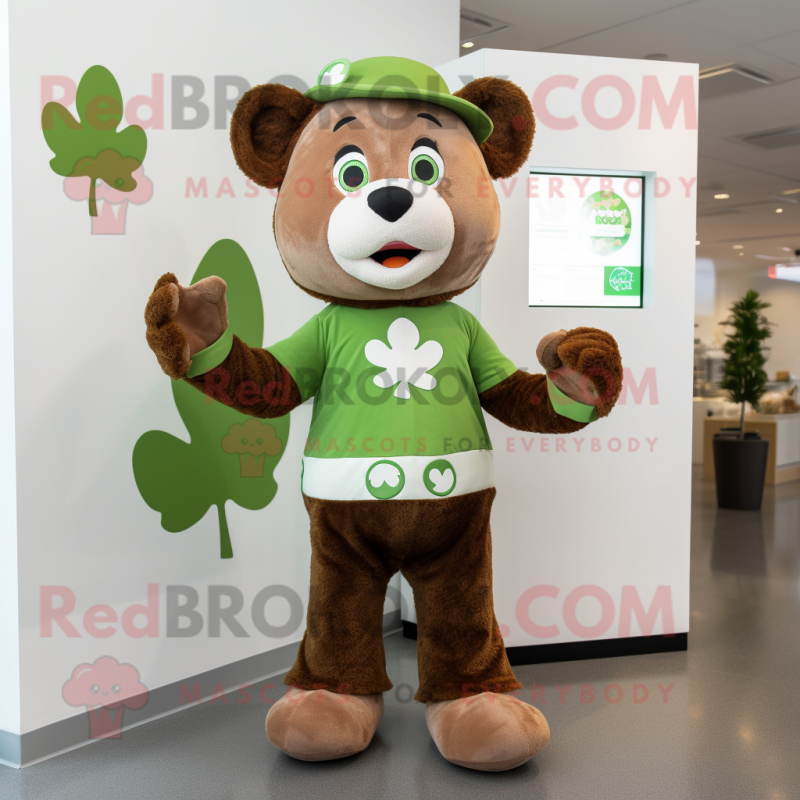 Brown Four Leaf Clover mascot costume character dressed with a Henley Tee and Gloves Brown Four Leaf Clover mascot costume character dressed with a Henley Tee and Gloves