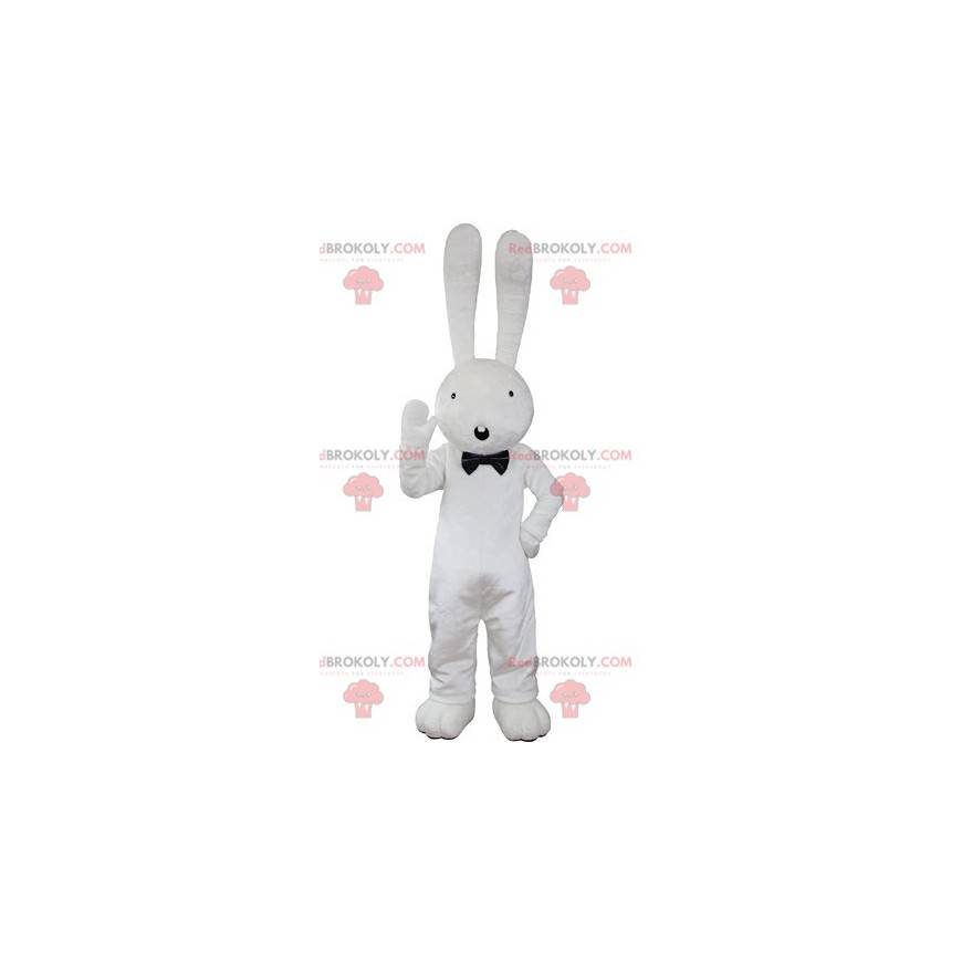 Grote witte konijnmascotte die verbaasd kijkt - Redbrokoly.com