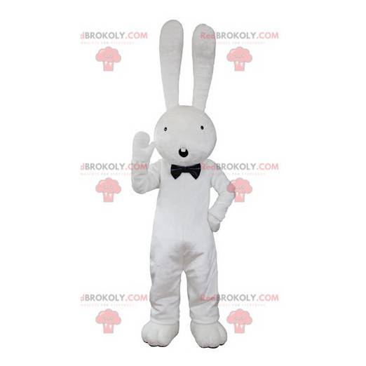 Grande mascotte di coniglio bianco che sembra sorpreso -