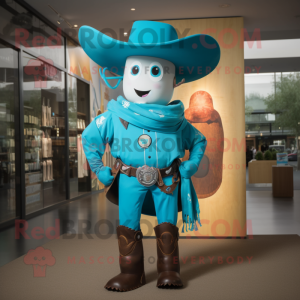 Turkis Cowboy maskot drakt...