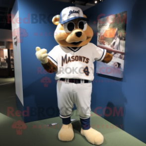 White Moussaka mascot costume character dressed with a Baseball Tee and Shoe clips
