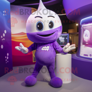 Purple Ray mascot costume character dressed with a Playsuit and Ties