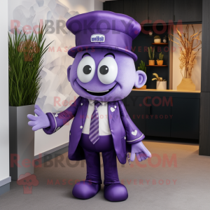 Purple Ray mascot costume character dressed with a Playsuit and Ties