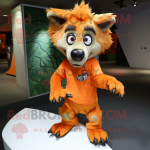 Orange hyena maskot kostym...