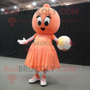 Peach Handball Ball mascot costume character dressed with a Dress and Foot pads