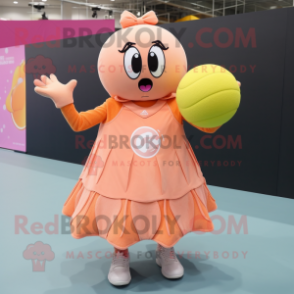 Peach Handball Ball mascot costume character dressed with a Dress and Foot pads
