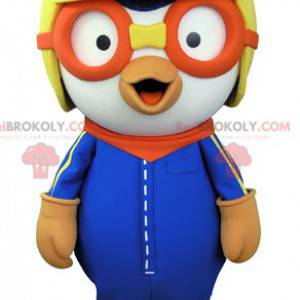 Mascotte uccello con casco da pilota e occhiali - Redbrokoly.com