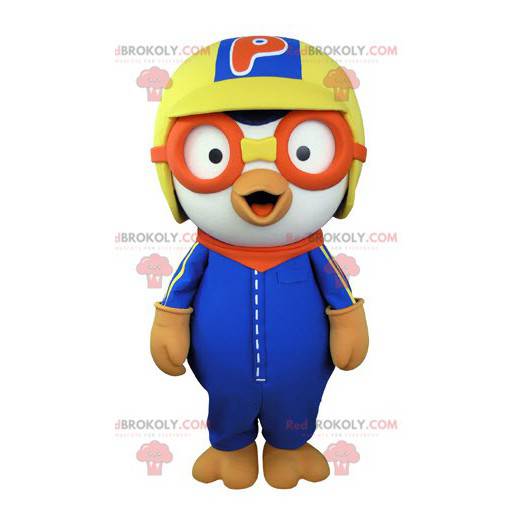 Bird mascot with a pilot's helmet and goggles - Redbrokoly.com