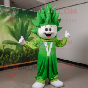 Forest Green Onion mascot costume character dressed with a Windbreaker and Hairpins