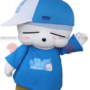 Erg leuk wit konijn mascotte in hiphop outfit - Redbrokoly.com