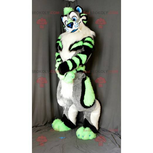 Mascotte bella tigre grigio verde e nero - Redbrokoly.com