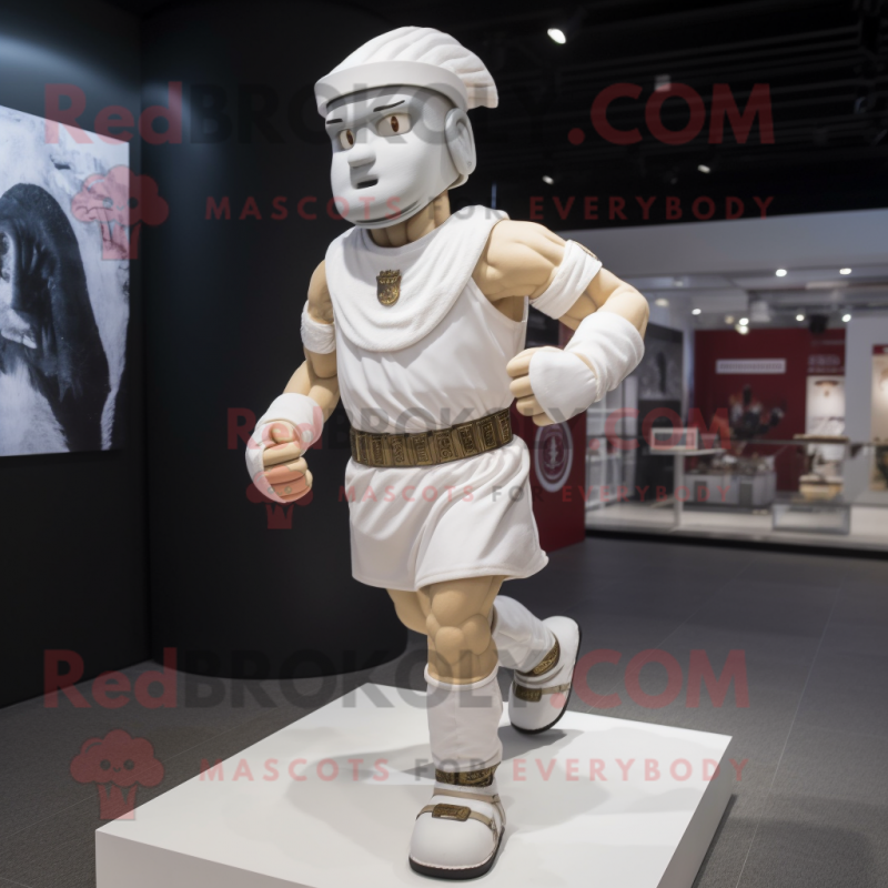 White Roman Soldier mascot costume character dressed with a Running Shorts and Belts White Roman Soldier mascot costume character dressed with a Running Shorts and Belts