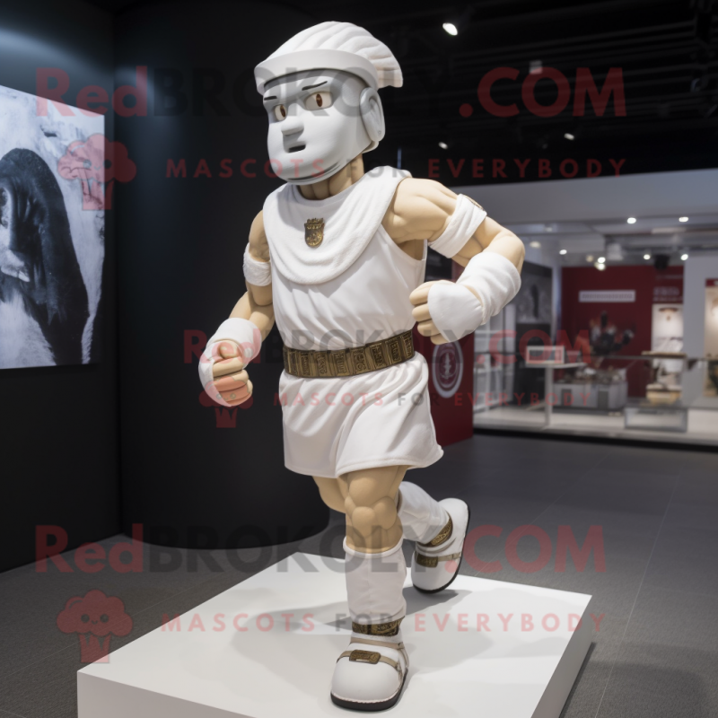 White Roman Soldier mascot costume character dressed with a Running Shorts and Belts