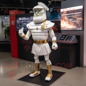 White Roman Soldier mascot costume character dressed with a Running Shorts and Belts