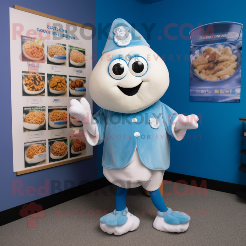 Blue Clam Chowder mascot costume character dressed with a Romper and Shoe clips