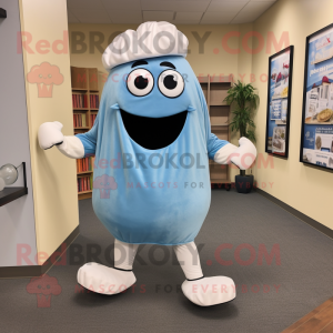 Blue Clam Chowder mascot costume character dressed with a Romper and Shoe clips