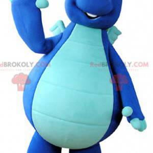 Mascota de dragón dinosaurio azul bicolor - Redbrokoly.com