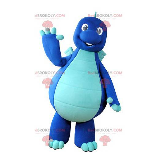 Mascota de dragón dinosaurio azul bicolor - Redbrokoly.com