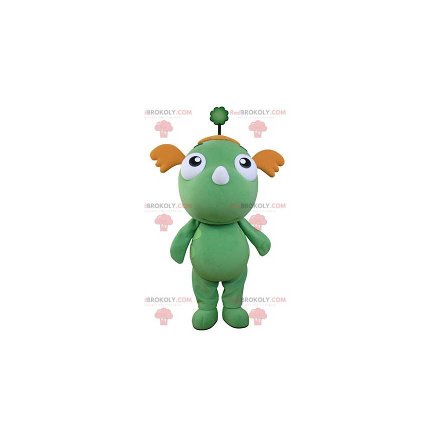 Mascota dragón verde y naranja. Mascota verde - Redbrokoly.com