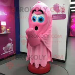 Pink Scented Candle mascot costume character dressed with a Cover-up and Scarf clips