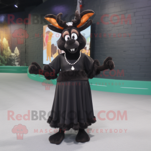 Black Deer mascot costume character dressed with a Pencil Skirt and Bracelets