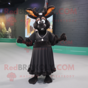 Black Deer mascot costume character dressed with a Pencil Skirt and Bracelets