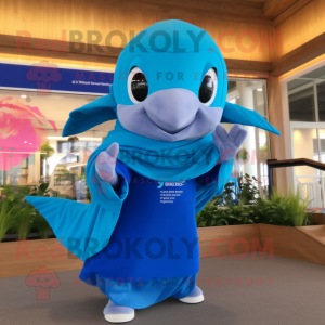 Blue Dolphin maskot kostume...