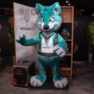 Teal Say Wolf maskot drakt...