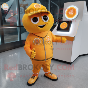 Geeloranje mascotte kostuum...