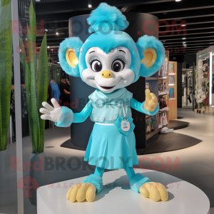 Cyan Monkey maskot kostume...