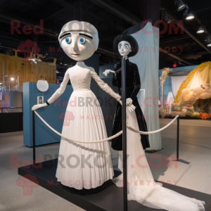 Black Tightrope Walker mascot costume character dressed with a Wedding Dress and Watches