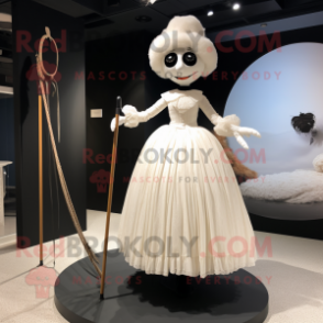 Black Tightrope Walker mascot costume character dressed with a Wedding Dress and Watches